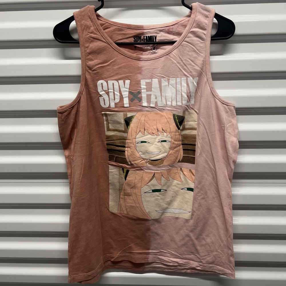 Spy x Family Anya Forger Tank Top Small Cotton Pink Dip Dye Anime Graphic Shirt